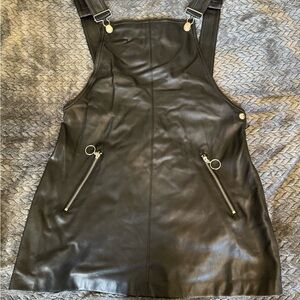 Forever 21 Black Leather Overall Dress